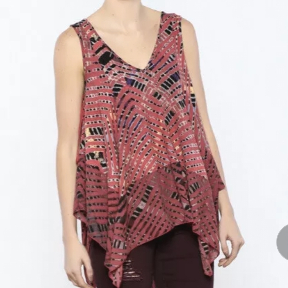 Free People | Printed Sleeveless Tunic Top, size XS